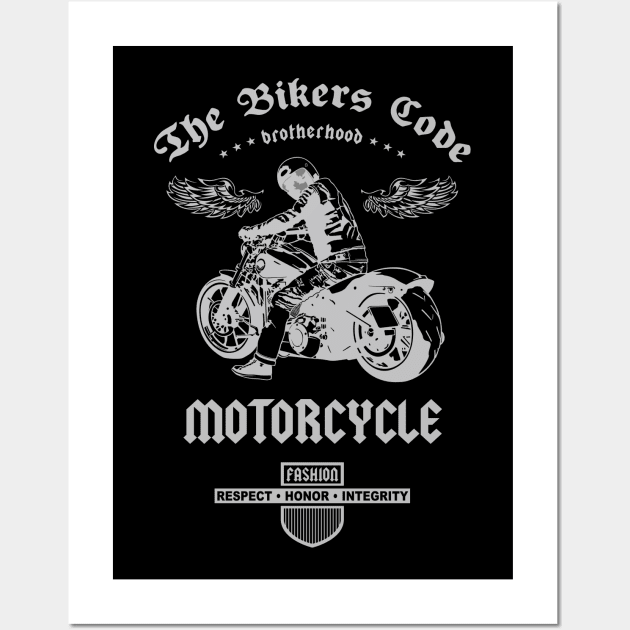 The Bikers Code, Brotherhood Motorcycle, T-shirt for Men, MotorCycle Rider Tee, Biker Dad Gift Wall Art by Ben Foumen